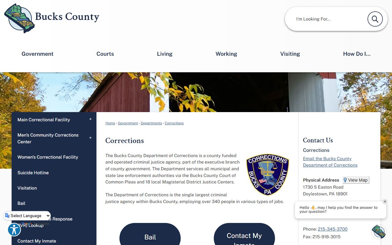 Bucks County inmate population corrections overview