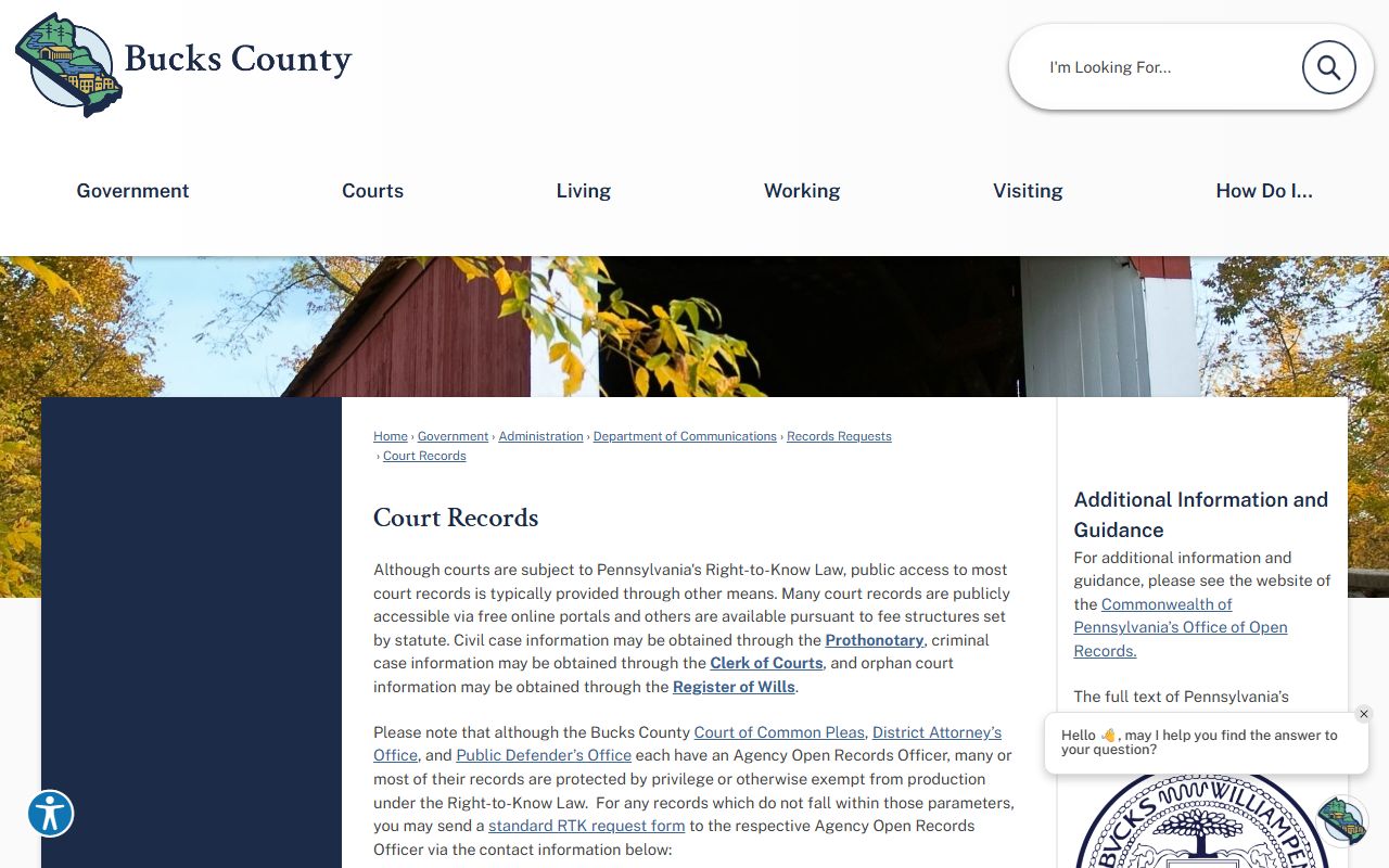 Bucks County court records after arrest public records routing