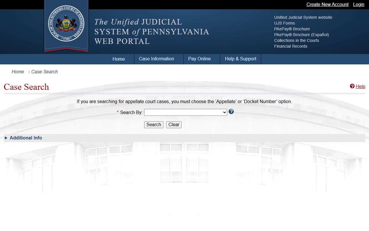 Bucks County booking photos court record search fields